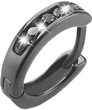 Stroili Mono Orecchino A Cerchio Gentleman Argento Nero Cubic Zirconia Collezione: Gentleman