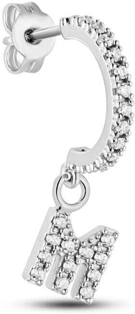 Stroili Mono Orecchino A Cerchio Silver Moments Argento Rodiato Cubic Zirconia Collezione: Silver Moments Bianco