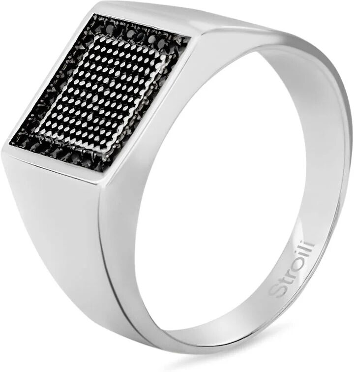 Stroili Anello Chevalier Gentleman Argento Bicolore Bianco / Nero Cubic Zirconia Collezione: Gentleman - Misura 62 Bicolore Bianco / Nero