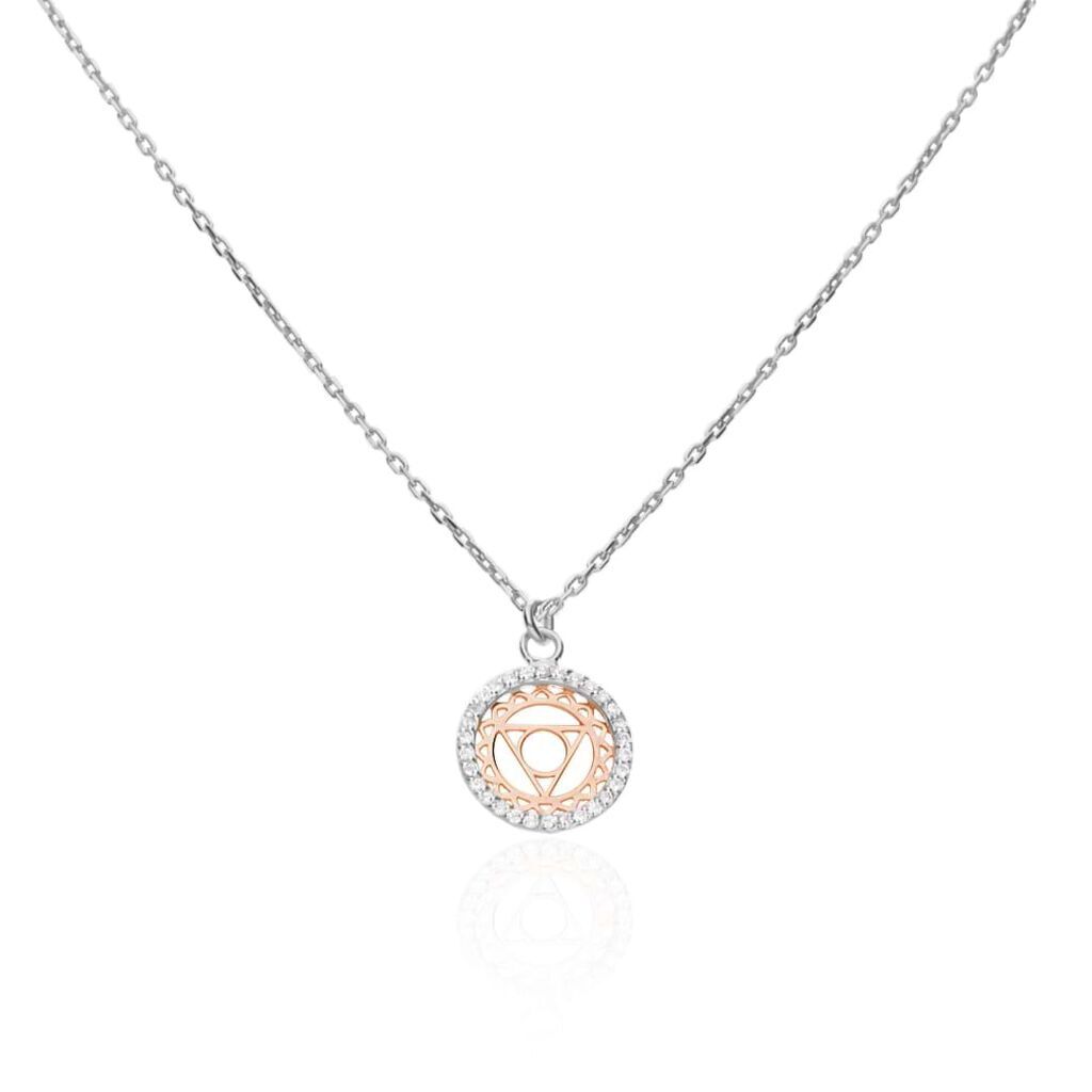 Stroili Collana in argento bicolore e zirconi con ciondolo V Chakra della comunicazione Collezione: Silver Moments