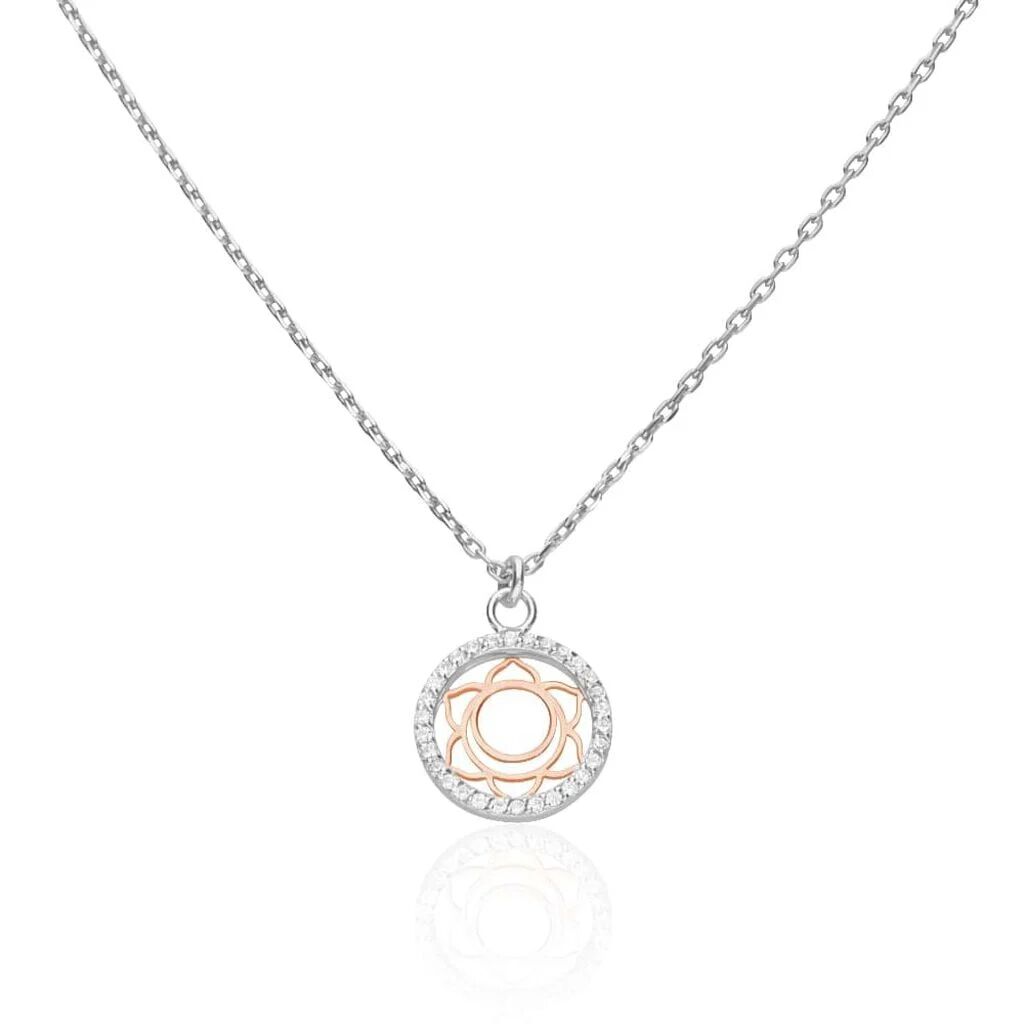 Stroili Collana in argento bicolore e zirconi con ciondolo II Chakra delle emozioni Collezione: Silver Moments