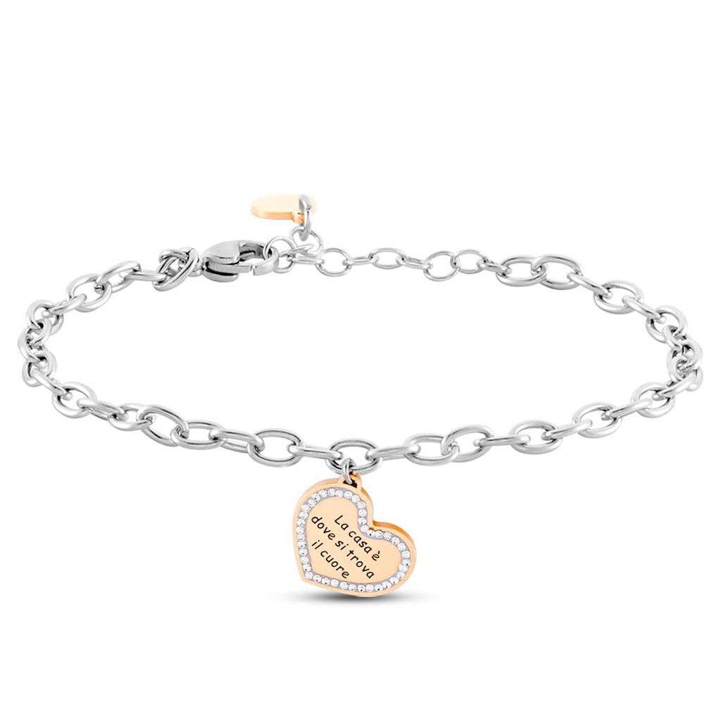 Stroili Bracciale Lady Message Acciaio Bicolore Bianco / Rosa Cristallo Collezione: Lady Message Bicolore Bianco / Rosa