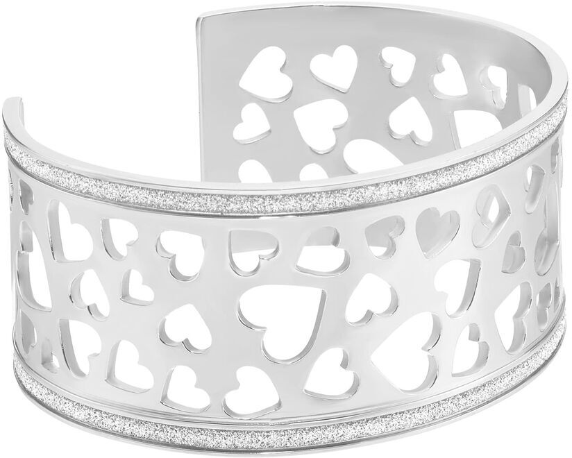 Stroili Bracciale cuori bangle medium in acciaio e lurex Collezione: Lady Shine Grigio