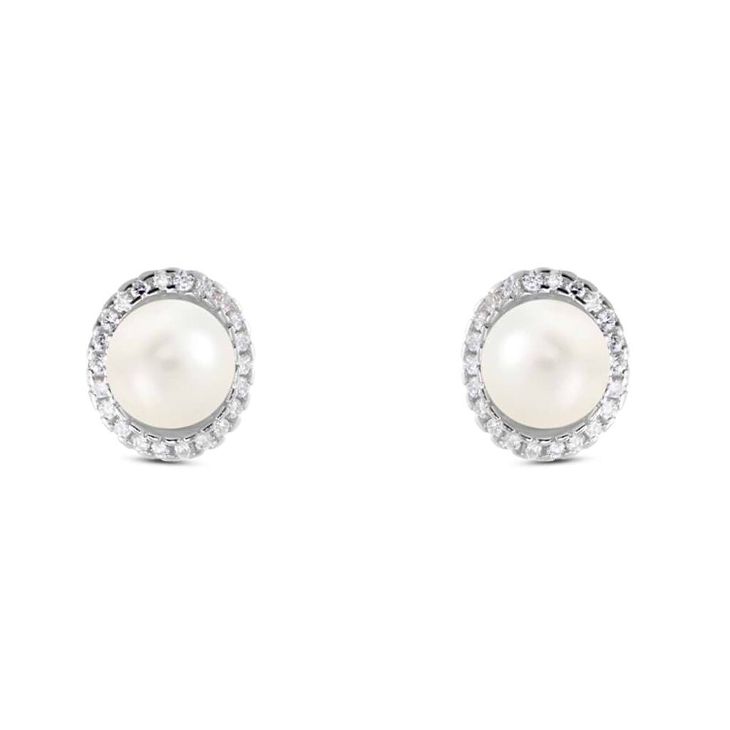 Stroili Orecchini Lobo Silver Pearls Argento Rodiato Perla sintentica Cubic Zirconia Collezione: Silver Pearls Bianco