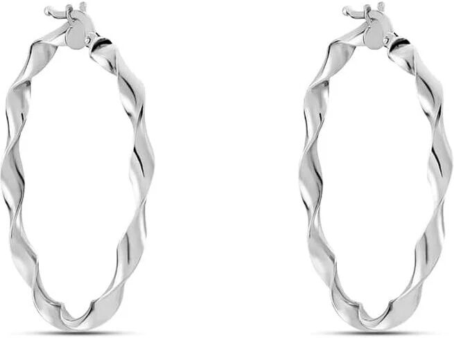 Stroili Orecchini A Cerchio Silver Collection Argento Rodiato Collezione: Silver Collection Bianco