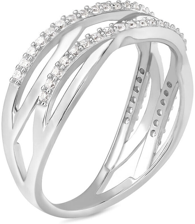 Stroili Anello Fantasia Silver Shine Argento Rodiato Cubic Zirconia Collezione: Silver Shine - Misura 50 Bianco