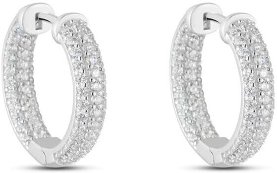 Stroili Orecchini A Cerchio Silver Shine Argento Rodiato Cubic Zirconia Collezione: Silver Shine Bianco