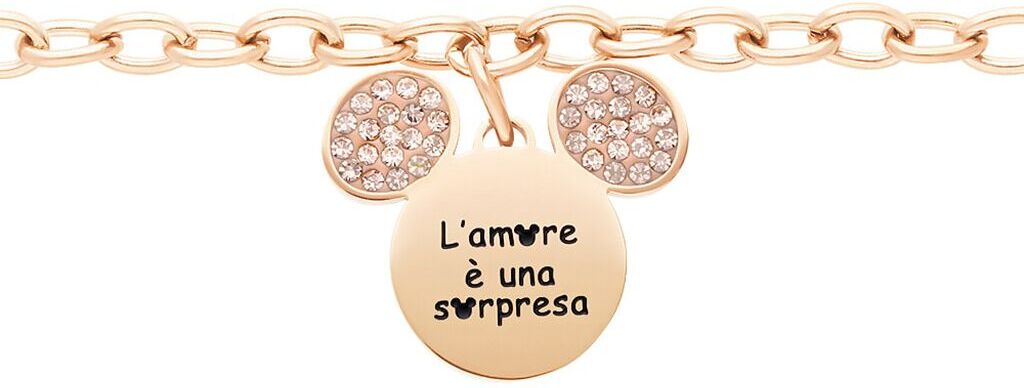 Stroili Bracciale Lady Message Acciaio Rosato Disney e Cristalli Collezione: Lady Message Rosa