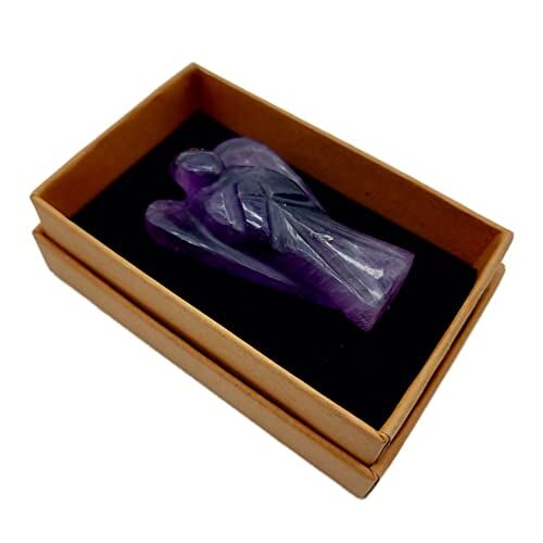 AB India Crafts Beschermengel, amethist edelsteen, 5 cm, geluksbrenger, helende steen met juwelendoosje, energie, spiritualiteit, geluk