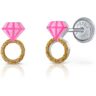 Lapetra Oorknoppen Schroefsluiting Roze Diamantring Multi-color