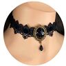 Bufenia Gothic Zwarte Kant Choker Halloween Choker Kraag Sexy Steentjes Choker Ketting Voor Vrouwen Sieraden Verstelbare (B)