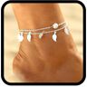 Handcess Boho Gelaagde Enkel Zilveren Blad Tassel Enkel Gelaagde Anklets Sieraden voor Vrouwen en Meisjes