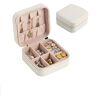 YODAOLI Travel Portable Jewelry Organizer, Portable Travel Mini Jewelry Box, Travel Jewelry Box, Mini Jewelry Travel Case, PU Leather Small Jewelry Box for Earrings, Ring, Necklaces (White)