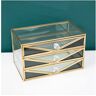 PLJKIHED Sieradendoos Sieradenkoffer Organisator Sieradenopslag Glazen sieradendoos met 3 laden Messing sieradenorganizer Box Decoratie Voor Ring Ketting Oorbellen Opbergdoos Dames Sieradendoos Sieraden O