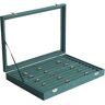 LIUNJHUY Sieradendoos Sieradendoos Flanel Sieradendoos Groene Sieraden Display Box Voor Vrouwen Sieraden Houder Display Opbergdoos Sieradendoos Organisator Sieraden Organizer (Kleur: Donkergroen, Maat: B-ring