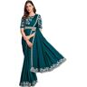 Shri Balaji Silk & Cotton Saree Emporium Teal Satijn Zijde Moti Steen Draad Werk Klaar om Sari 1 Min Saree 6273 te dragen, Perzik, S