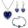 Wdhybwcx Titanic Heart of Ocean Necklaces for Women Peach Heart Blue Crystal Zircon Jewelry Sets Female Wedding Engagement Jewelry-Jewelry set