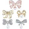 N\C 5 Pcs Broche met Strass-Steentjes voor Dames,Widesmart Broche Vrouwen Parel Broches Vintage Broche met Strik Strass Broche Dames Spelden Diamanten Broche Vintage Kleding Decoratie Sieraden Corsage