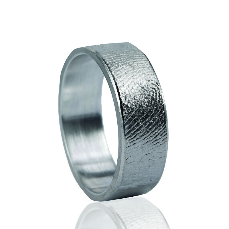 Ring in zilver in 4 breedte-maten + vingerafdruk