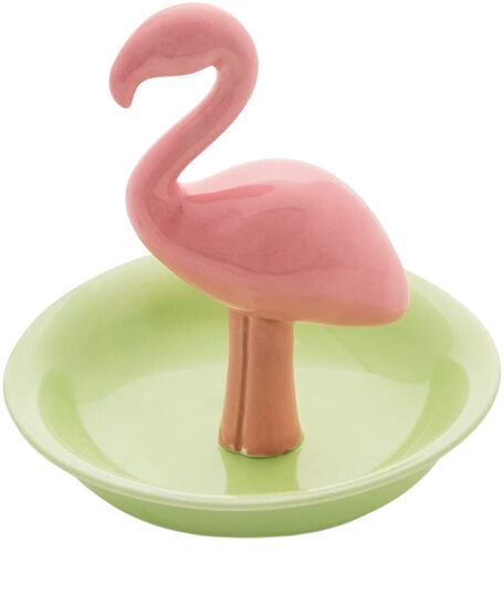 Balvi ringhouder Flamingo 10 cm porselein groen/roze - Groen,Roze