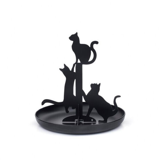 Kikkerland sieradenhouder katten 13,7 x 14 cm staal zwart - Zwart