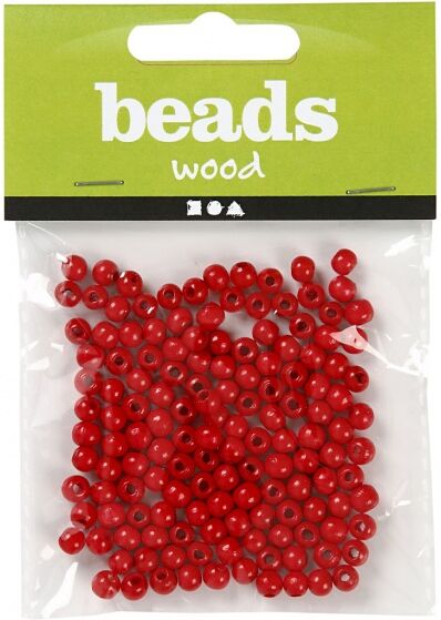 Creotime houten kralen rood 0,5 cm 150 stuks - Rood