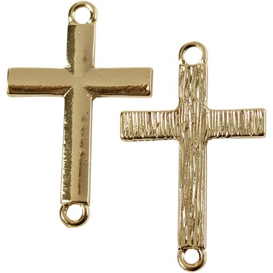 Creotime kruisvormige bedels 2 x 3 cm 4 stuks goud - Goud