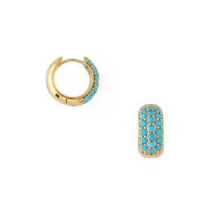 Orelia Pave Encrusted Domed Hoops Turquoise - Turquoise One Size