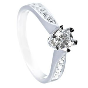 Gullshoppen Ring hvitt gull 14k 0,75 ct. 1x0,52 TW(F)/VS2 (E.G.L.) + 0,23 TW/SI 50