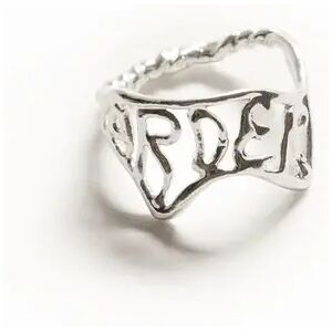 Desigual Zalio silver plated message ring - BLACK - M