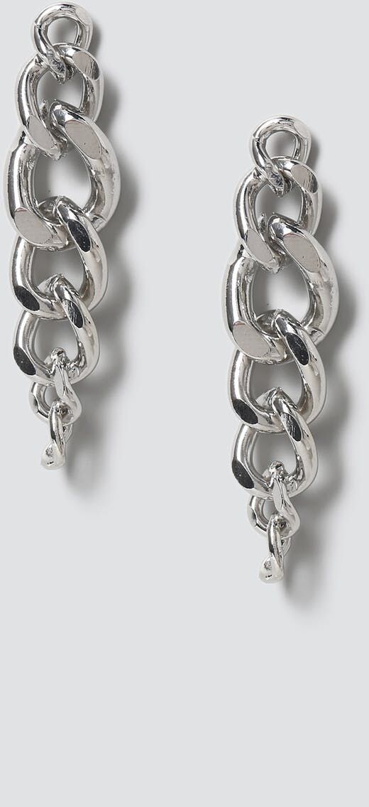 Gina Tricot Silver Chain Drop Earrings one size  Silver