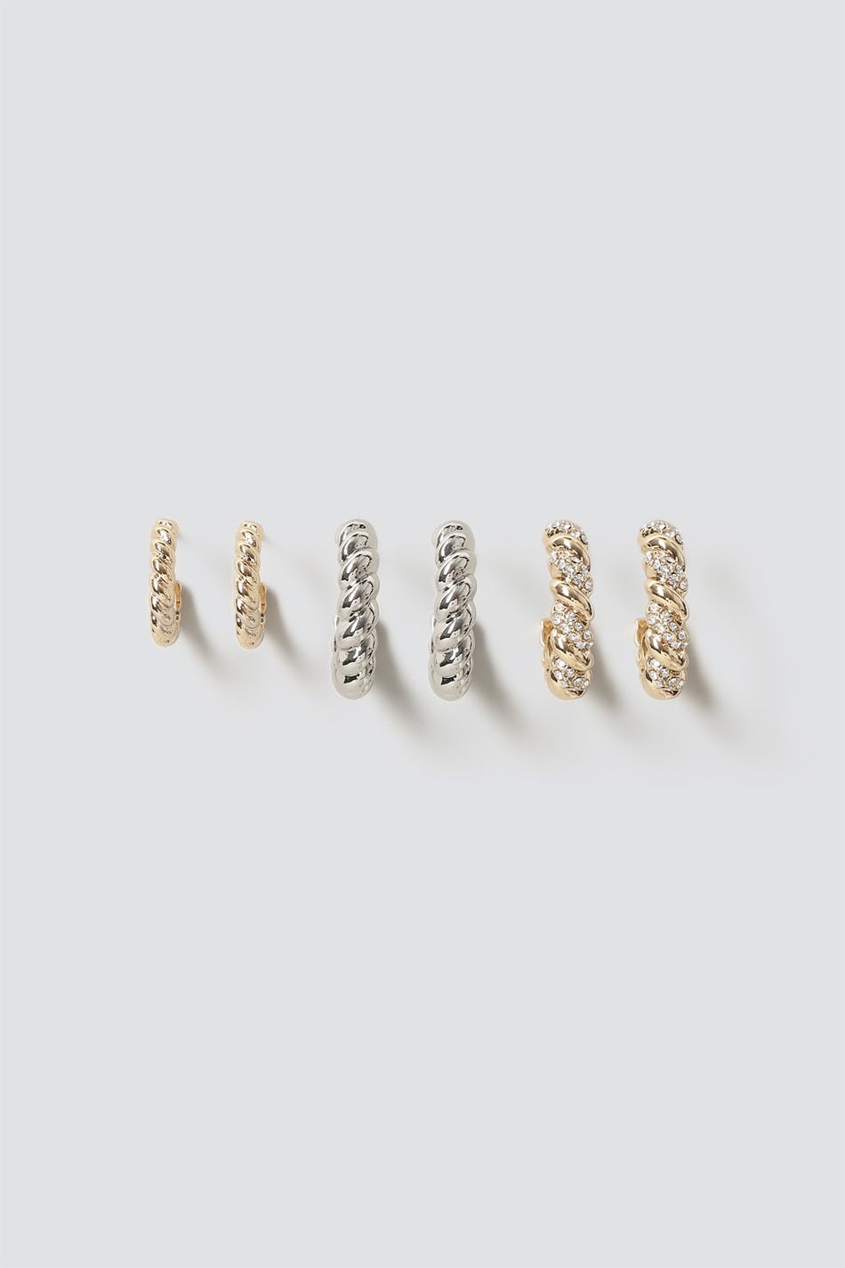 Gina Tricot Pave and Twist Mixed Metal Earring Pack one size  Crystal