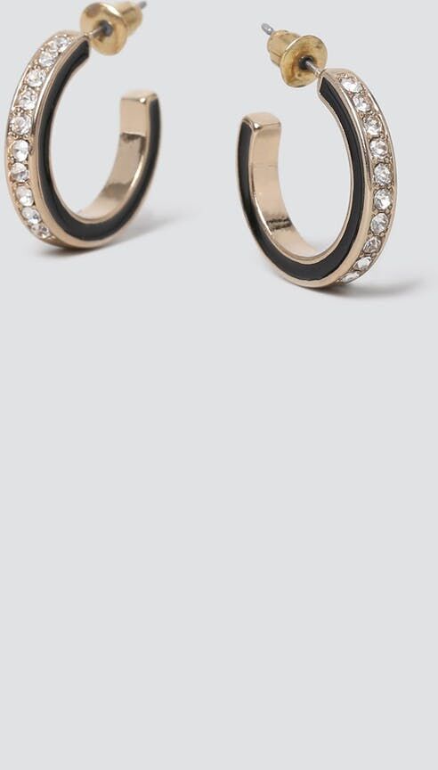 Gina Tricot Enamel Edge Pave Crystal Hoop Earrings one size  Crystal