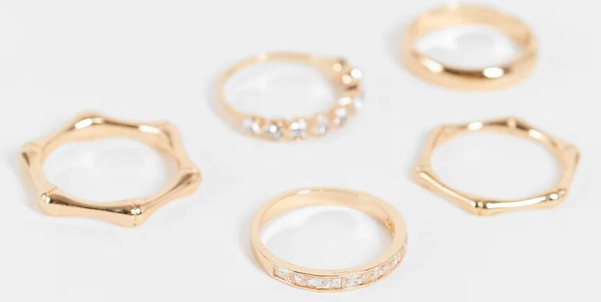 ALDO Edali pack of 5 rings in gold bamboo design  Gold