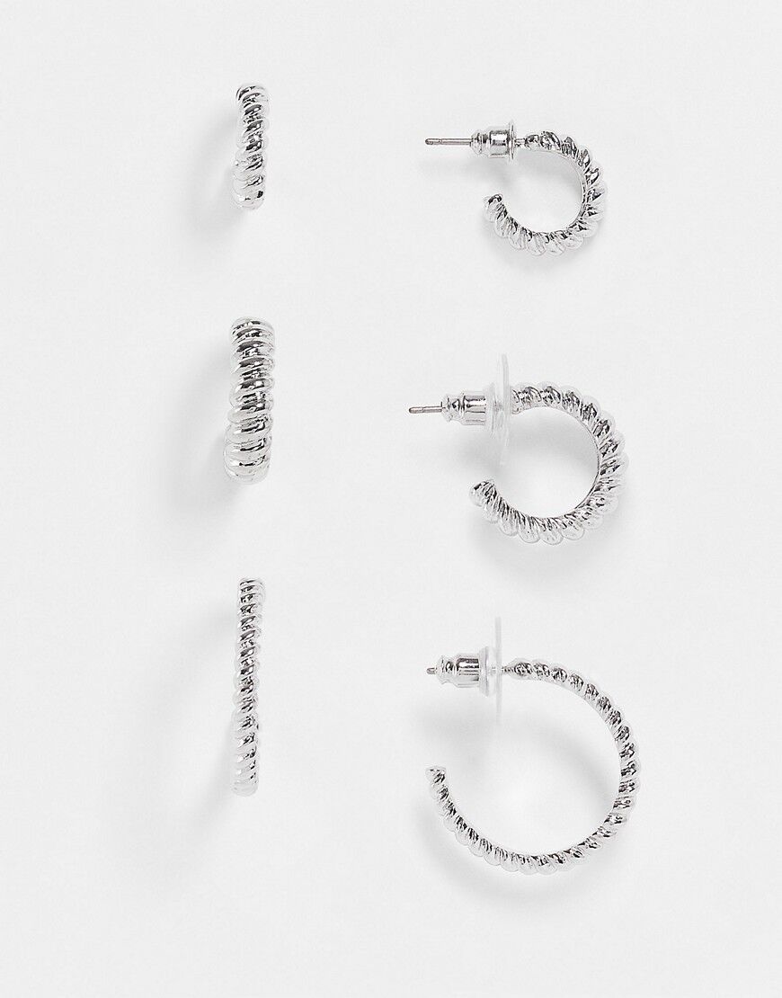 ALDO Ocoelin pack of 3 hoop earrings in silver  Silver