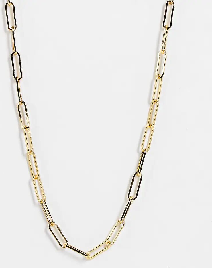 ASOS DESIGN 14k gold plated necklace in open link chain  Gold