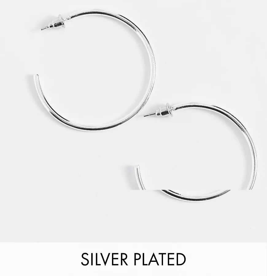 ASOS DESIGN 40mm hoop earrings in real silver plate  Silver