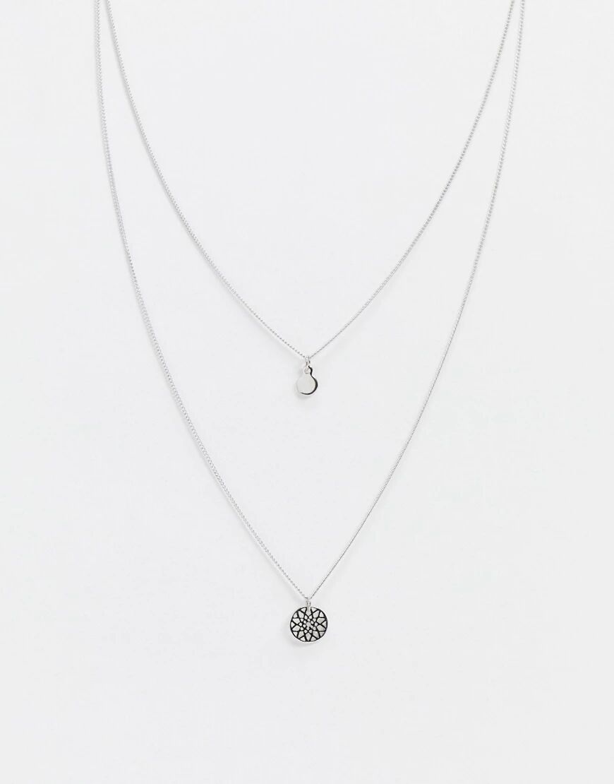 ASOS DESIGN chakra multirow necklace in silver tone  Silver