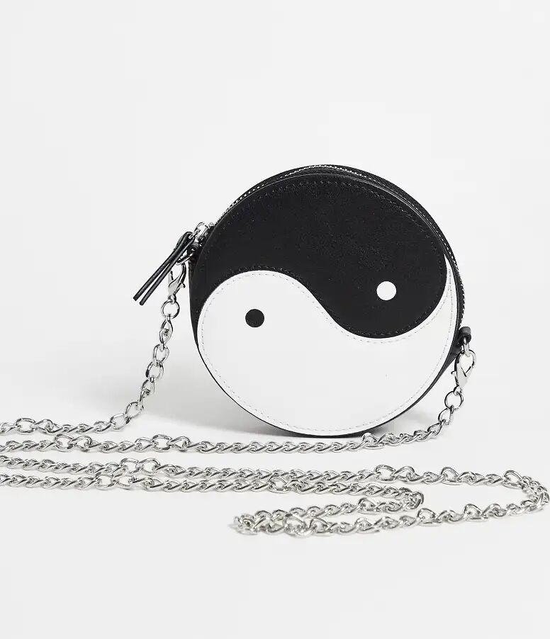 ASOS DESIGN coin purse with detachable chain in yin & yang print-Multi  Multi