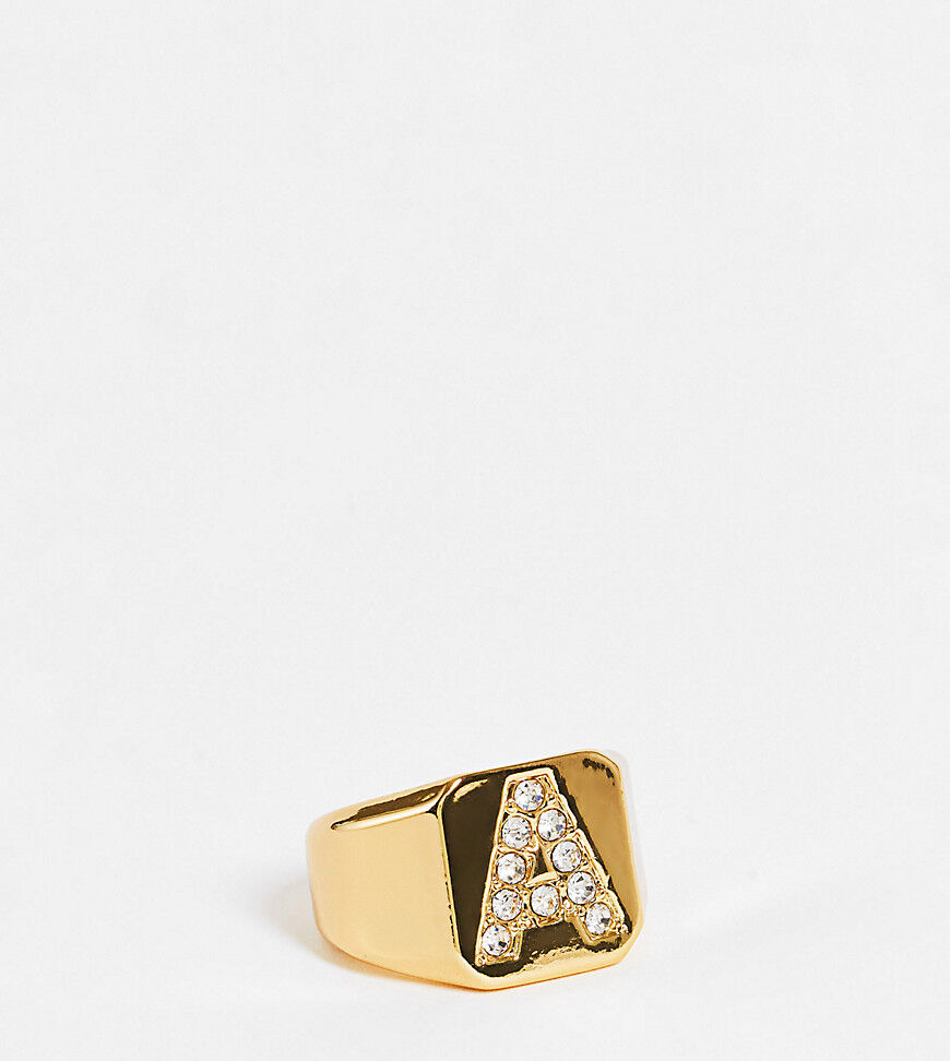 ASOS Curve ASOS DESIGN Curve 14k gold plated A initial ring  Gold