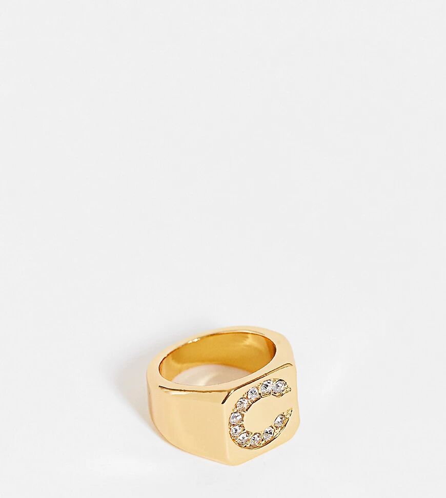 ASOS Curve ASOS DESIGN Curve 14k gold plated C initial ring  Gold