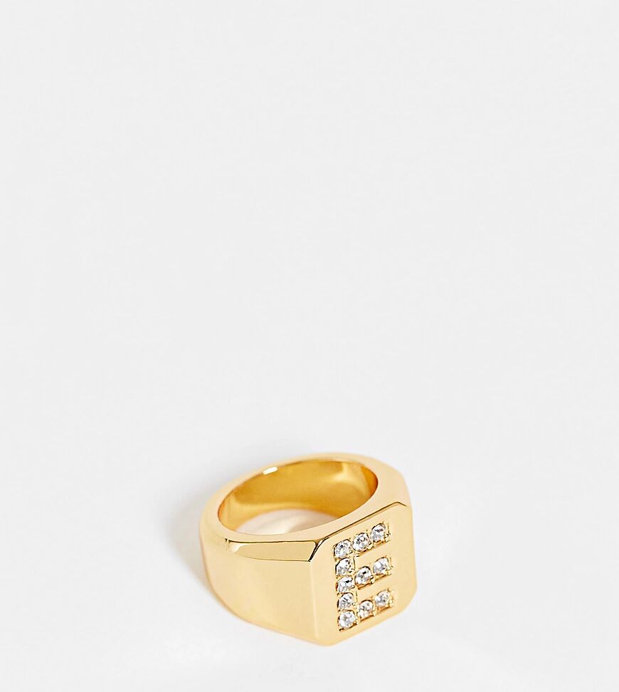 ASOS Curve ASOS DESIGN Curve 14k gold plated E initial ring  Gold