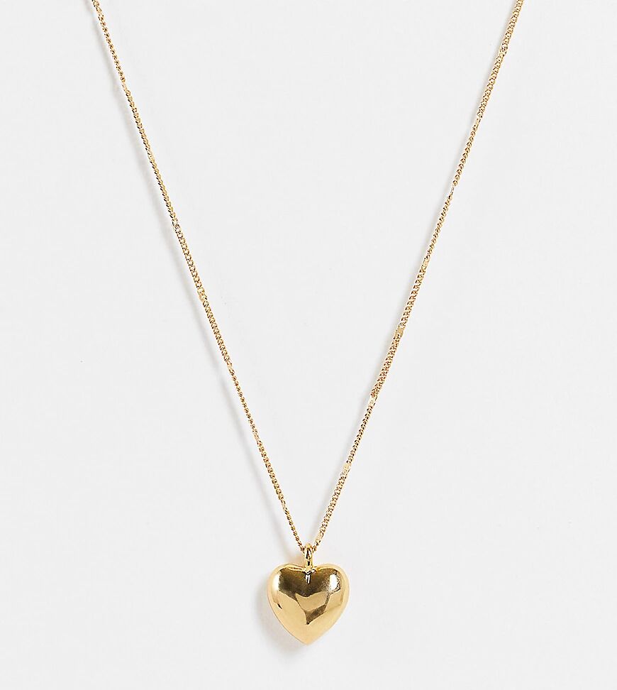 ASOS Curve ASOS DESIGN Curve 14k gold plated necklace with puff heart pendant  Gold