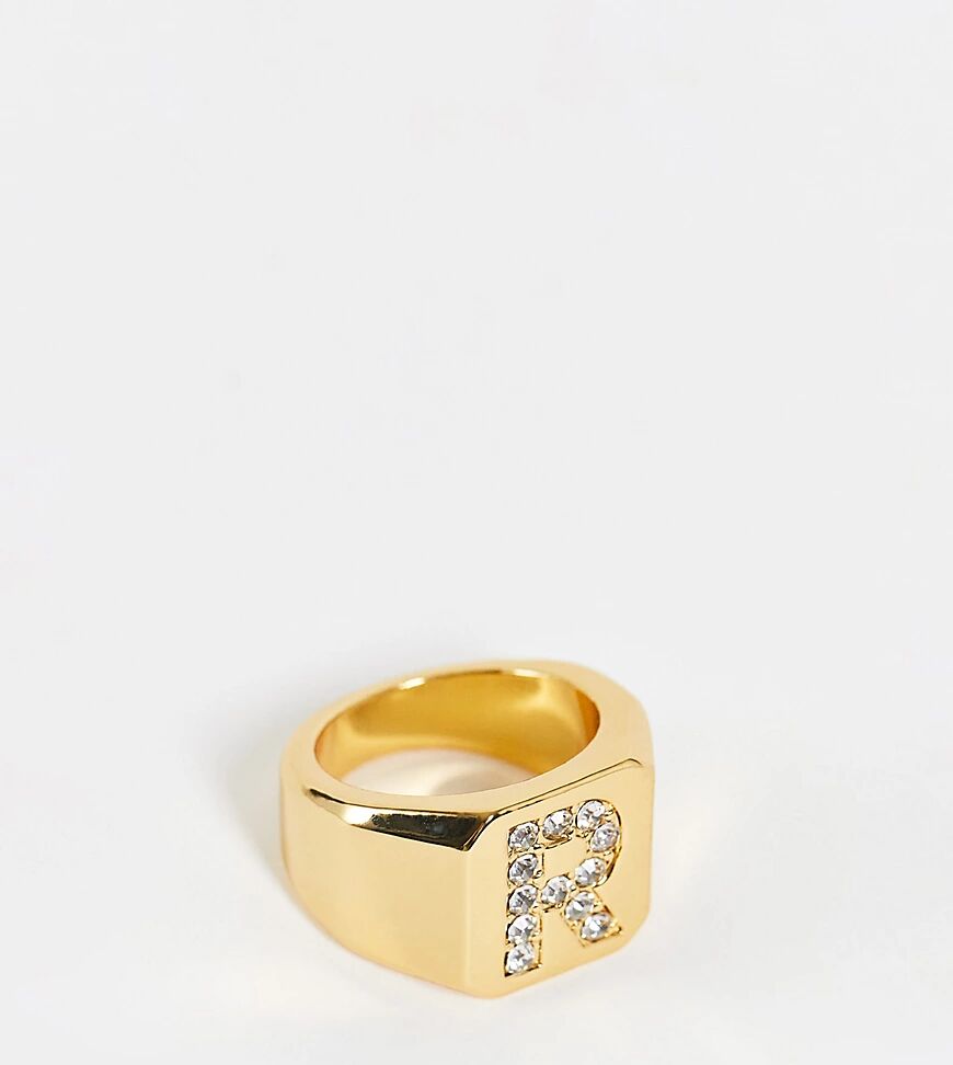 ASOS Curve ASOS DESIGN Curve 14k gold plated R initial ring  Gold