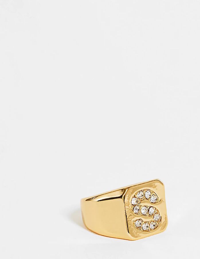 ASOS Curve ASOS DESIGN Curve 14k gold plated S initial ring  Gold