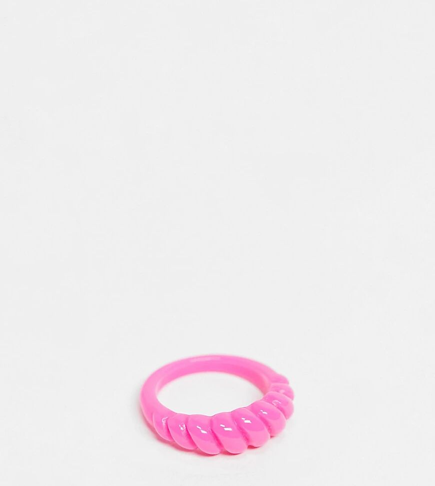 ASOS Curve ASOS DESIGN Curve ring with twist design in pink plastic  Pink