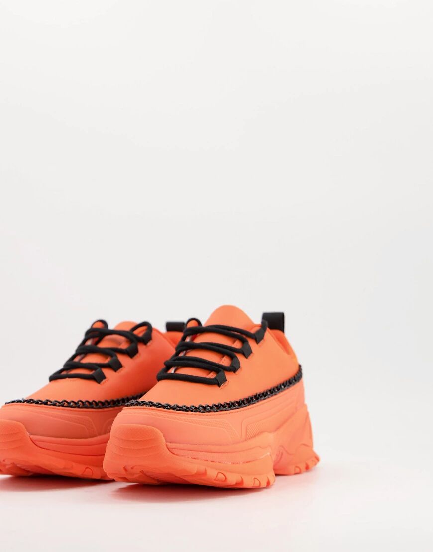 ASOS DESIGN Danielle chain chunky trainers in orange & black  Orange