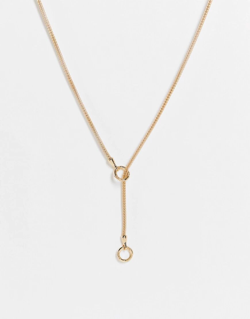 ASOS DESIGN lariat necklace in thread through design in gold tone  Gold