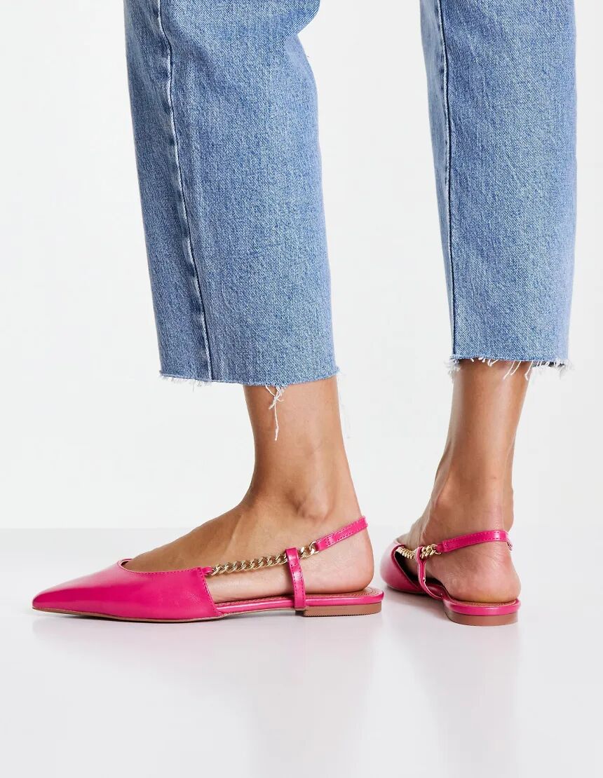 ASOS DESIGN Limitless pointed chain ballet flats in pink  Pink