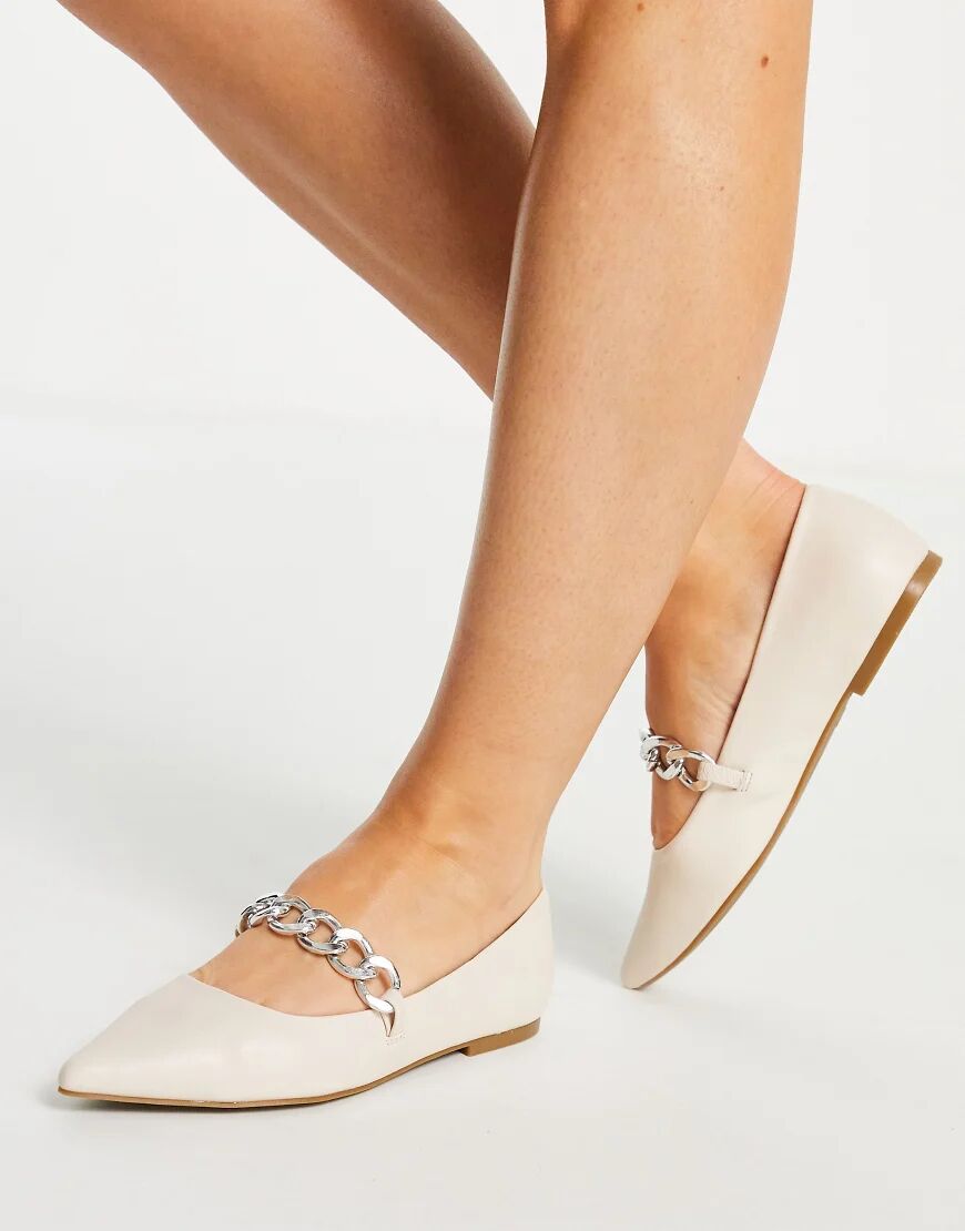 ASOS DESIGN Lise chain point ballets in bone-White  White